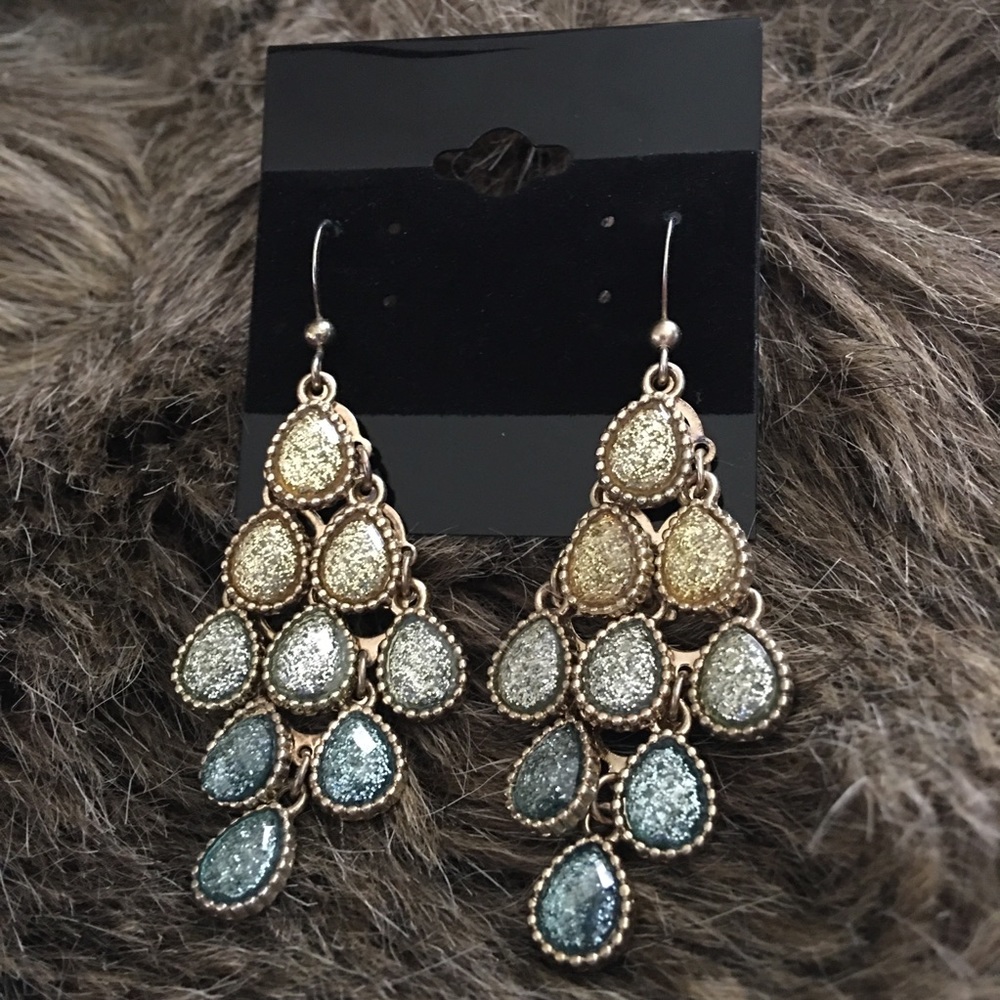 Sparkle faceted glass bead chandelier earrings - Picture 2 of 3